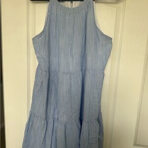 Blue Striped Sleeveless Dress